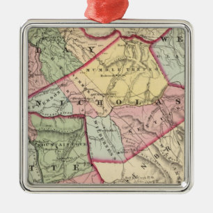 Karte von Clay, Webster, Nicholas, Fayette-Landkre Ornament Aus Metall