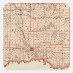 Karte von Clinton County, Staat von Iowa Quadratischer Aufkleber