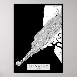 Karte von Conakry Guinea Poster