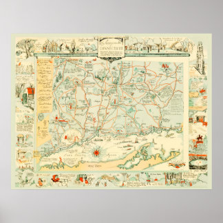 Karte von Connecticut von 1926 Poster