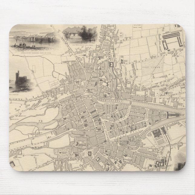 Karte von Cork, Irland Mousepad (Vorne)
