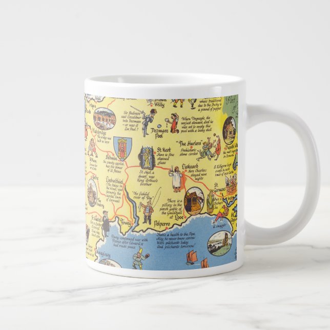 Karte von Cornwall, England Jumbo-Tasse (Rechts)