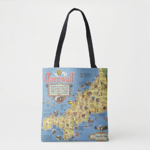 Karte von Cornwall, England Tasche