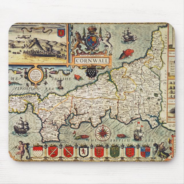 Karte von Cornwall Mousepad (Vorne)