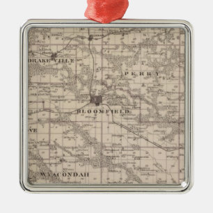 Karte von Davis County, Staat von Iowa Silbernes Ornament