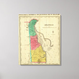 Karte von Delaware Leinwanddruck