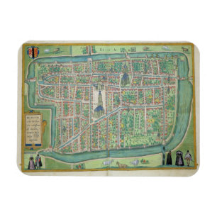Karte von Delft, von "Civitates Orbis Terrarum" Magnet