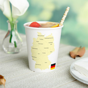Karte von Deutschland mit Bundesländern und Haupts Pappbecher