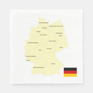 Karte von Deutschland mit Bundesländern und Haupts Serviette