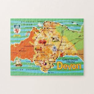 Karte von Devon England 11x14