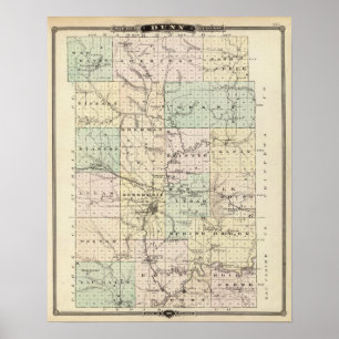Karte von Dunn County, Staat von Wisconsin Poster