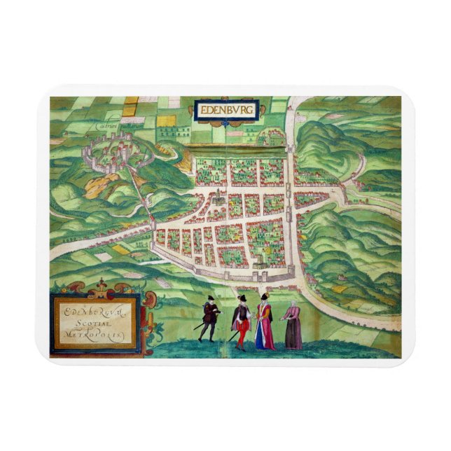 Karte von Edinburgh, von 'Civitates Orbis Terrarum Magnet (Horizontal)