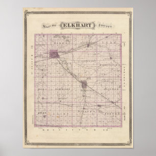 Karte von Elkhart County Poster
