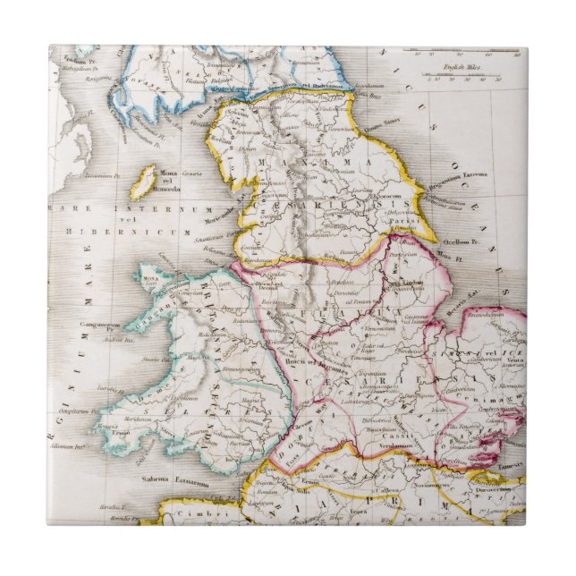 Karte von England | Britannia Antiqua Fliese (Vorderseite)