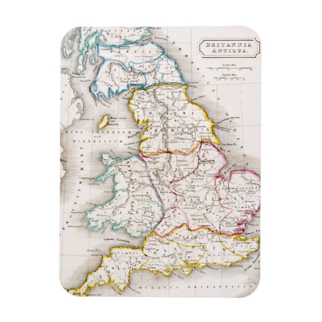 Karte von England | Britannia Antiqua Magnet (Vertikal)