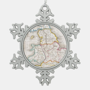 Karte von England   Britannia Antiqua Schneeflocken Zinn-Ornament
