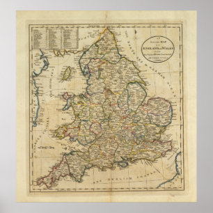 Karte von England und Wales Poster