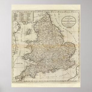 Karte von England und Wales Poster