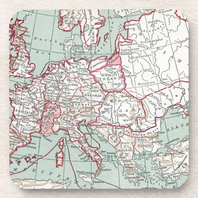 KARTE VON EUROPA, 12. Jahrhundert Untersetzer (Vorderseite)