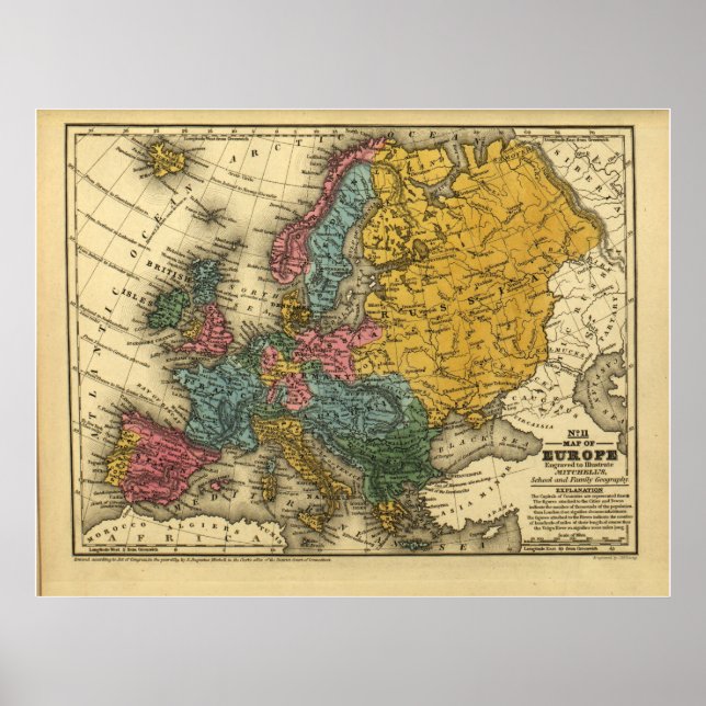 Karte von Europa 1839 Poster (Vorne)