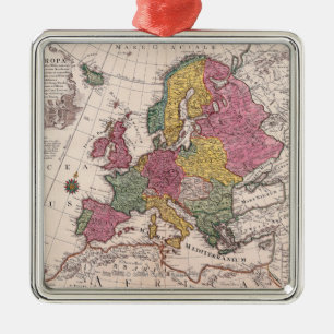 Karte von Europa 3 Silbernes Ornament