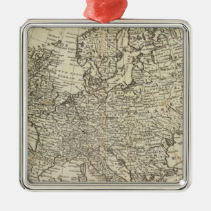 Karte von Europa 3 Silbernes Ornament
