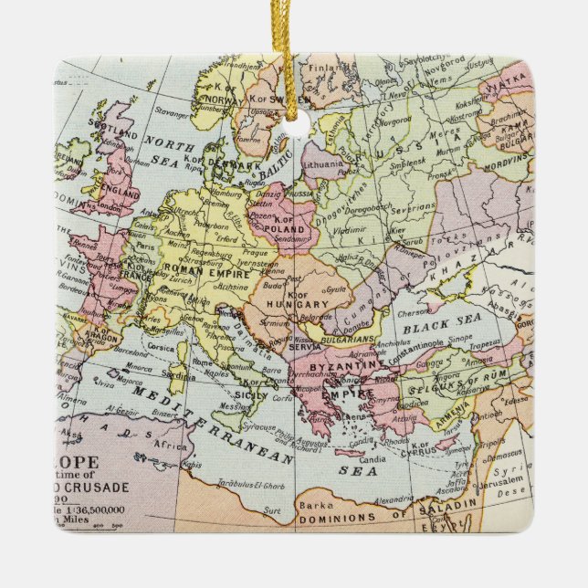 Karte von Europa | der dritte Kreuzzug Keramikornament (Vorderseite)