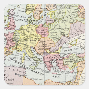 Karte von Europa   der dritte Kreuzzug Quadratischer Aufkleber