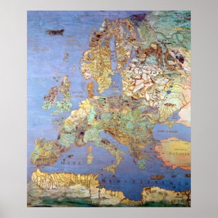 Karte von Europa des 16. Jahrhunderts Poster