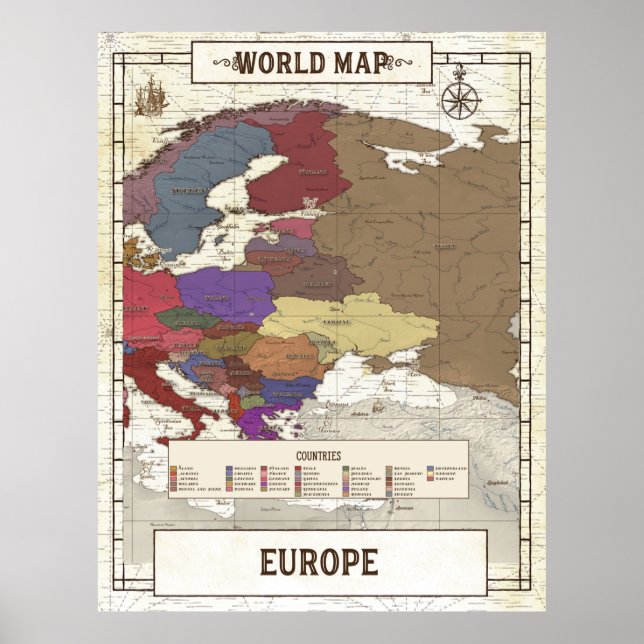 Karte von Europa-Poster Poster (Vorne)