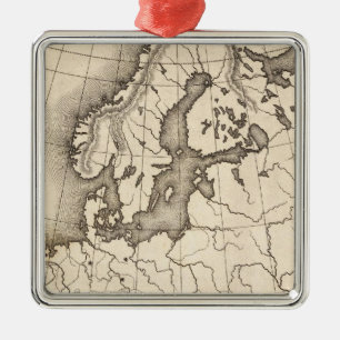 Karte von Europa Silbernes Ornament
