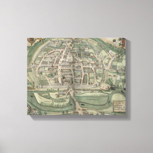 Karte von Exeter, von "Civitates Orbis Terrarum" Leinwanddruck