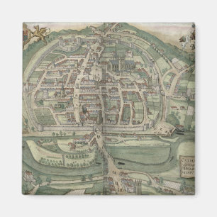 Karte von Exeter, von "Civitates Orbis Terrarum" Magnet