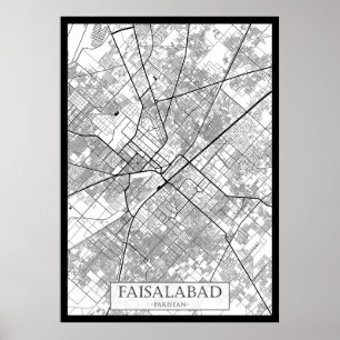 Karte von Faisalabad Pakistan Poster