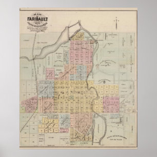 Karte von Faribault, Rice County, Minnesota Poster