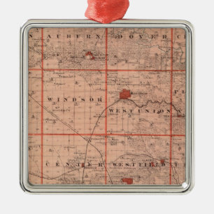 Karte von Fayette County, Staat von Iowa Silbernes Ornament