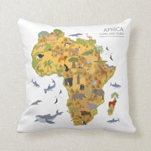 Karte von Flora u. von Fauna Afrikas   Kissen