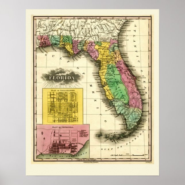 Karte von Florida 1831 Poster (Vorne)