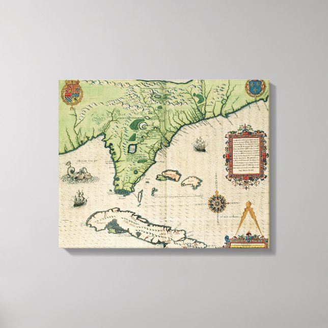 Karte von Florida, aus "Brevis Narratio" Leinwanddruck (Vorderseite)