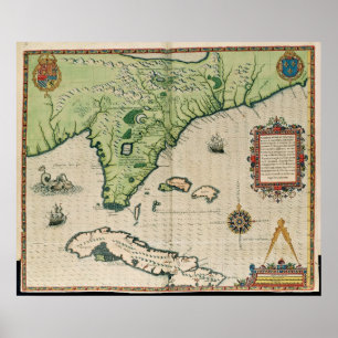 Karte von Florida, aus "Brevis Narratio" Poster