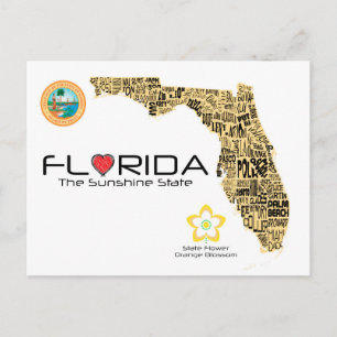 Karte von Florida mit allen ausgewiesenen Landkrei