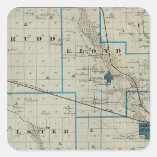 Karte von Floyd County, Staat von Iowa Quadratischer Aufkleber