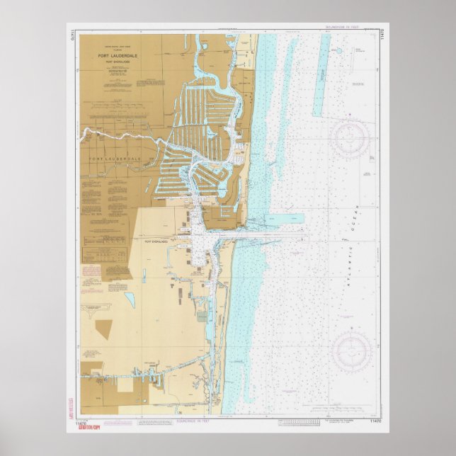 Karte von Fort Lauderdale FL (1991) Poster (Vorne)