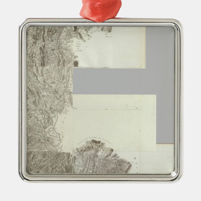 Karte von Frankreich 4 Silbernes Ornament (Vorne)