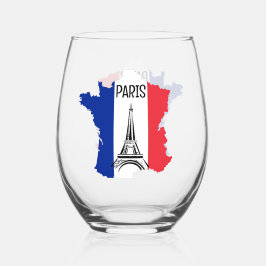 Karte von Frankreich Eiffelturm Design Weinglas Ohne Stiel
