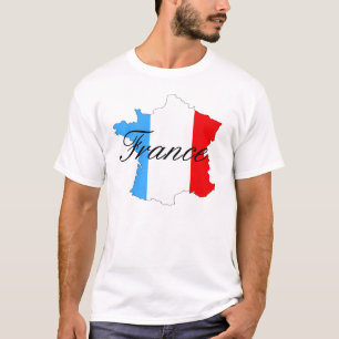 Karte von Frankreich in rotem weißem und blau T-Shirt