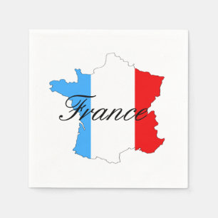 Karte von Frankreich mit französischer Flagge Serviette