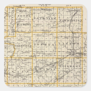 Karte von Fulton Landkreis und Lewistown Quadratischer Aufkleber