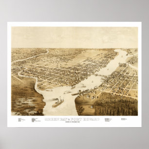 Karte von Green Bay, Wisconsin von 1867 Poster