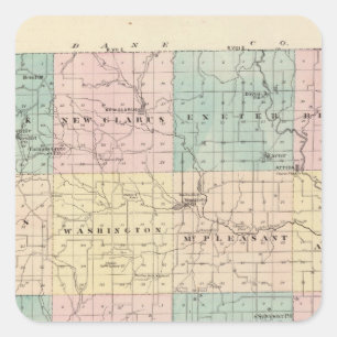 Karte von Green County, Staat von Wisconsin Quadratischer Aufkleber